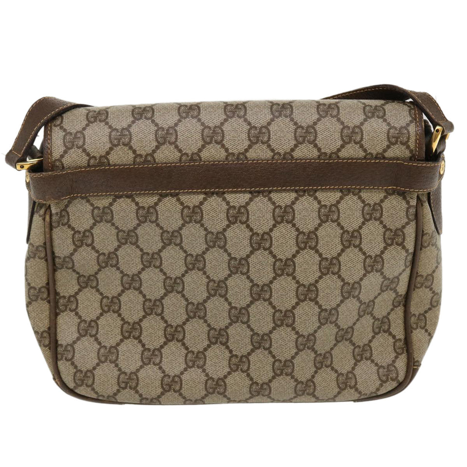 Gucci GG Canvas Shoulder Bag PVC Leather Beige ro842