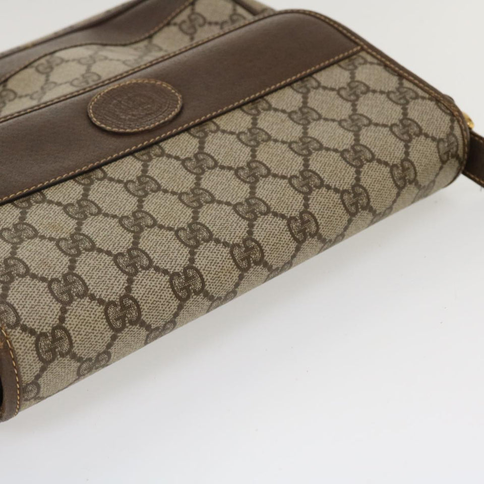 Gucci GG Canvas Shoulder Bag PVC Leather Beige ro842