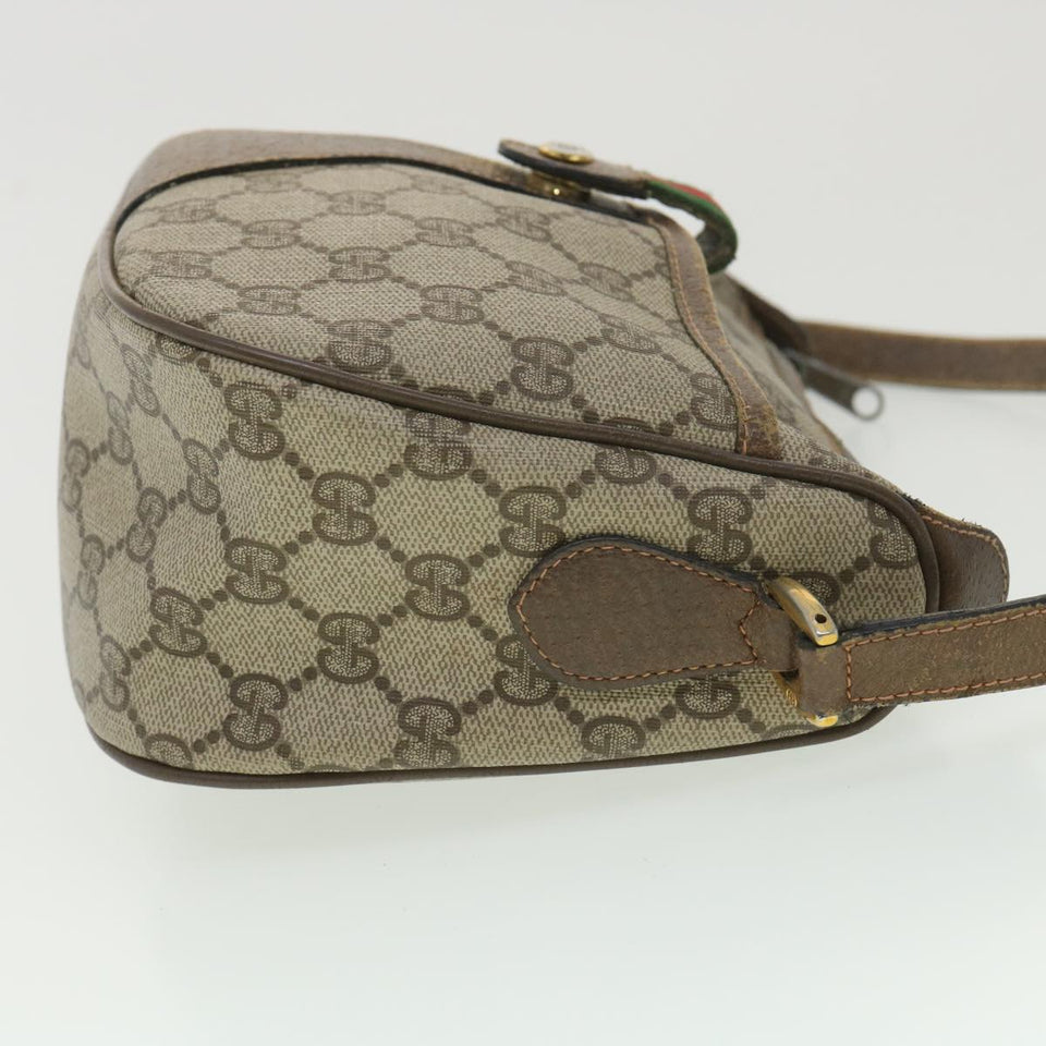 Gucci GG Canvas Web Sherry Line Shoulder Bag Beige Red 89 02 032 ro876