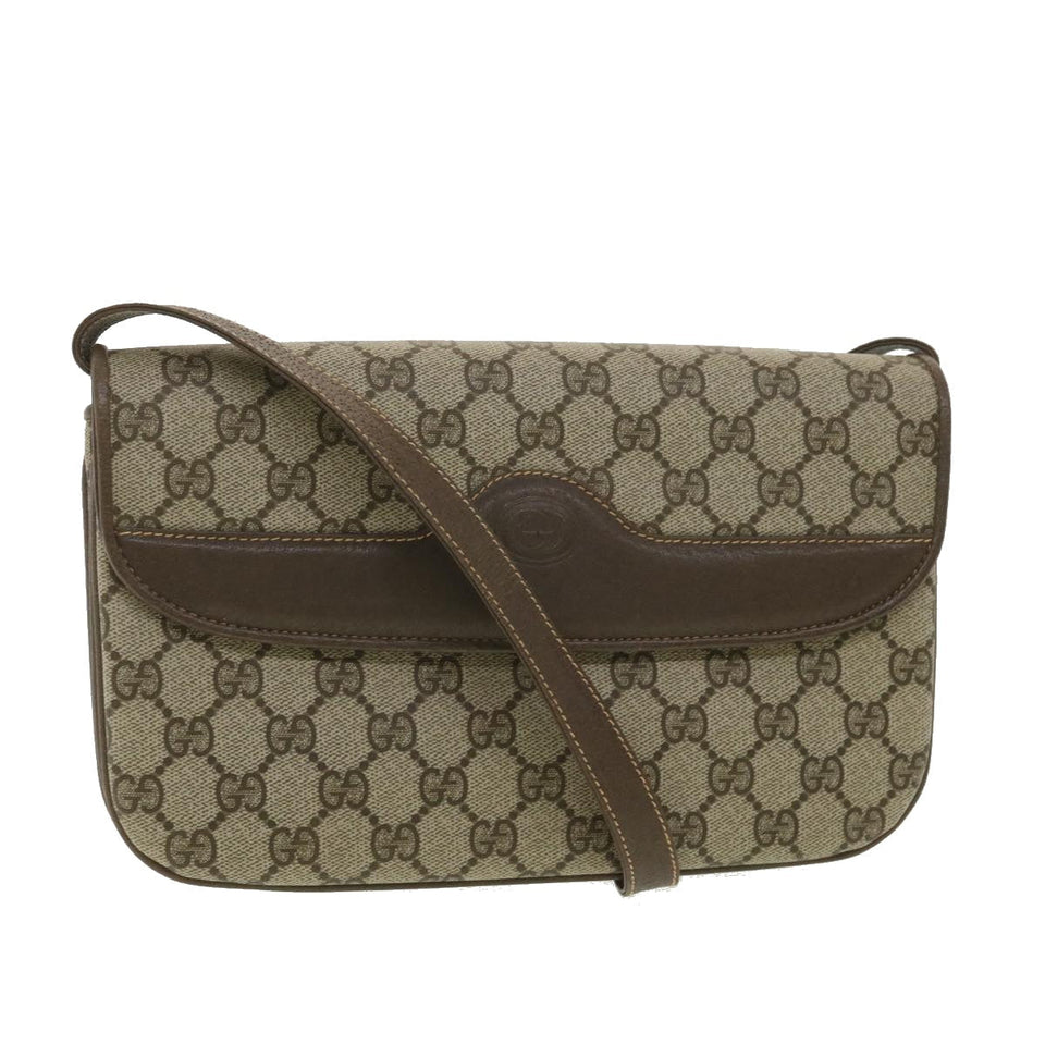 Gucci GG Canvas Shoulder Bag PVC Leather Beige 0041060024 ro902