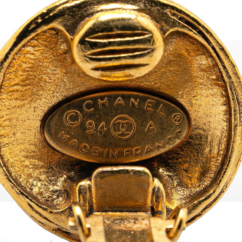 Chanel Gold Plated Coco Mark Vintage Earrings 94A