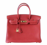 HermesBirkin 35 Vermillion Togo Bag GHW