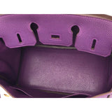 Hermes Birkin 25 Leather Gold Hardware Handbag Bag for Women (Purple Matt)