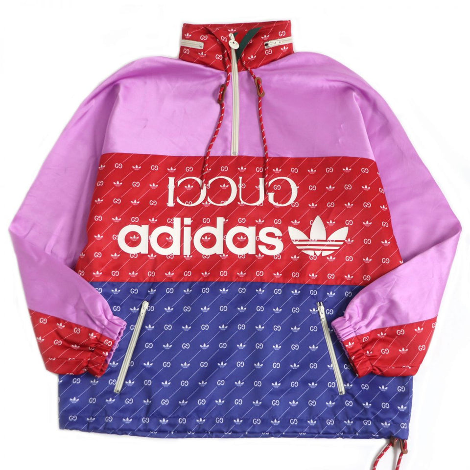 Gucci Hoodie Main: 100% acetate, Main: 100% polyester, Main: 100% nylon, Part: leather, Part: 65% rayon multicolor Gucci x Adidas collaboration mens 46
