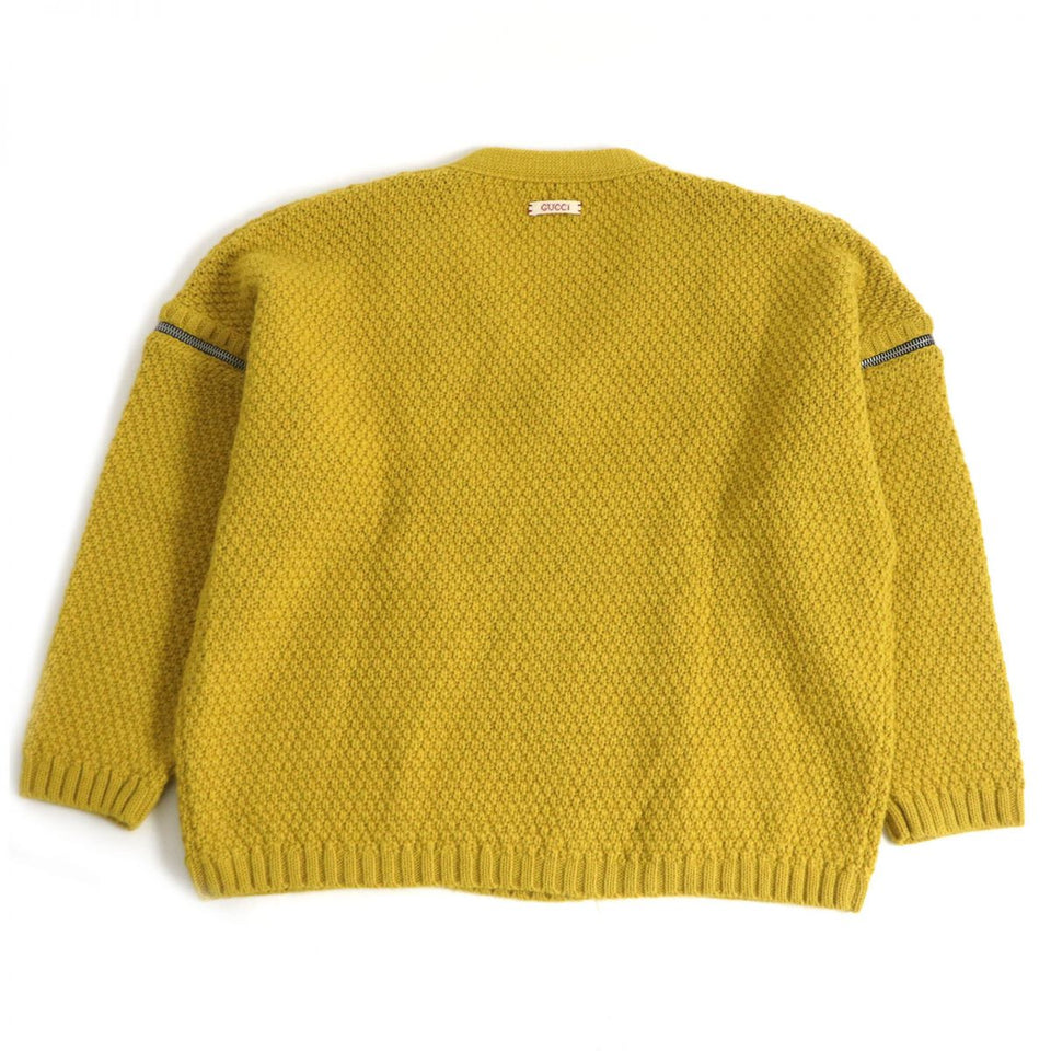 Gucci knit Main: 100% wool, Part: 98% wool, Part: 1% polyurethane, Part: 1% nylon, Part: 100% polyester mustard mens XL