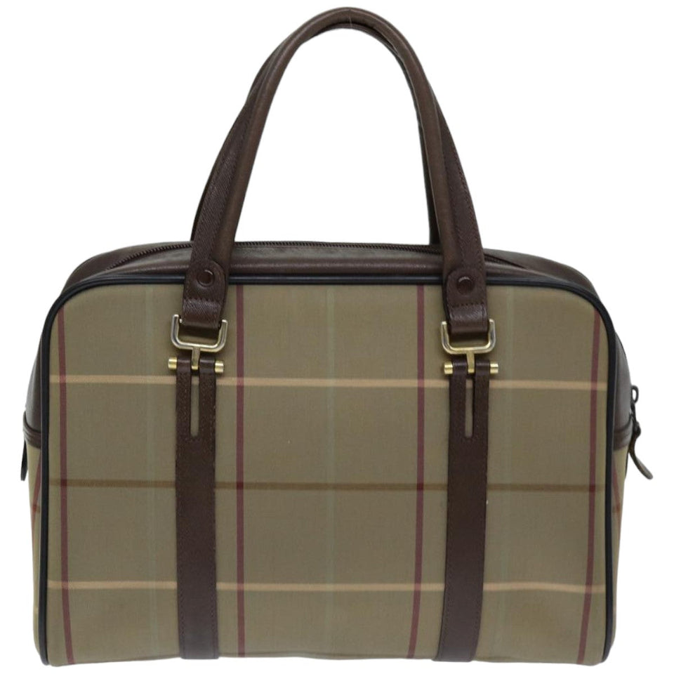 Luxury BurberrySs Nova Check Hand Bag Canvas Beige Auth tb1083