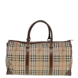 Luxury BurberrySs Nova Check Boston Bag PVC Leather Beige Auth tb1105
