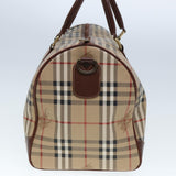 Luxury BurberrySs Nova Check Boston Bag PVC Leather Beige Auth tb1105