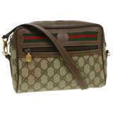 Gucci Web Sherry Line GG Canvas Shoulder Bag PVC Leather Beige Green tb446