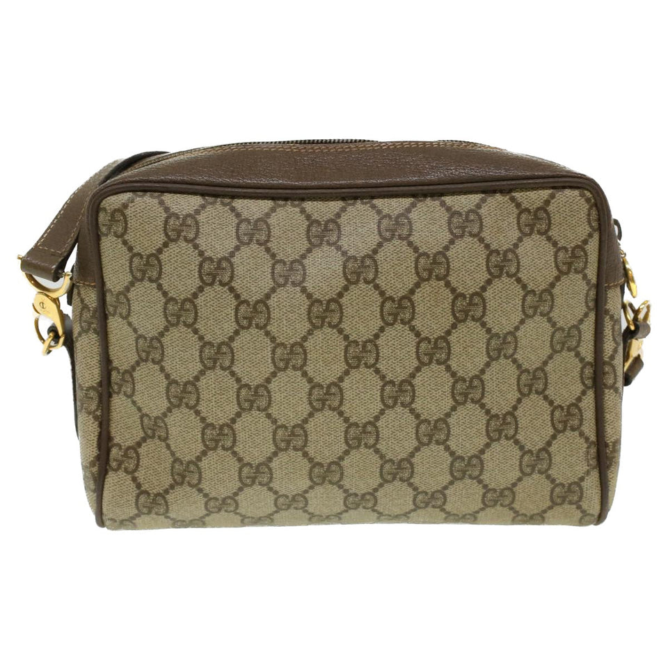 Gucci Web Sherry Line GG Canvas Shoulder Bag PVC Leather Beige Green tb446