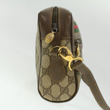 Gucci Web Sherry Line GG Canvas Shoulder Bag PVC Leather Beige Green tb446