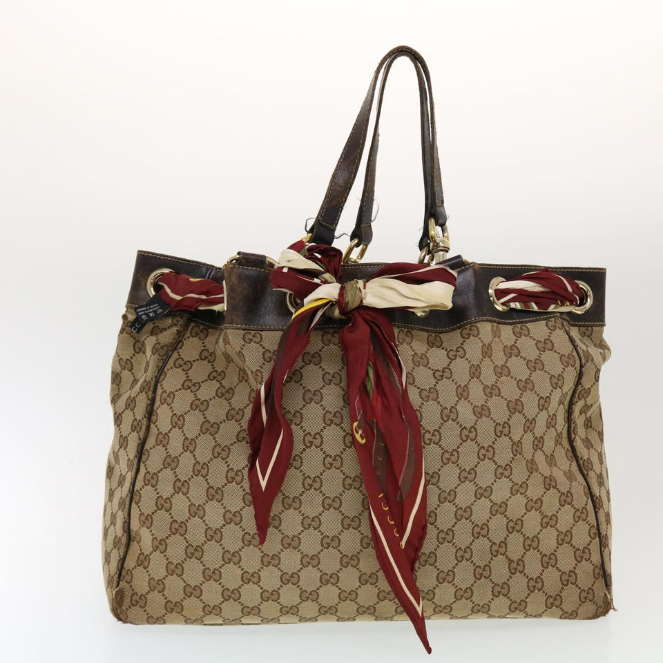 Gucci GG Canvas Shoulder Bag PVC Leather 3Set Beige tb650