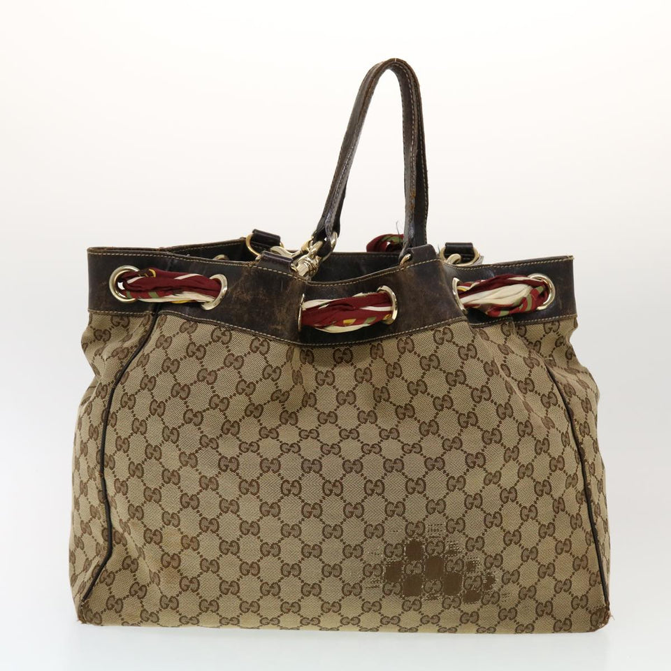 Gucci GG Canvas Shoulder Bag PVC Leather 3Set Beige tb650