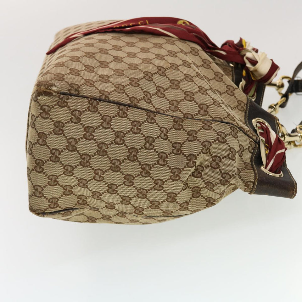 Gucci GG Canvas Shoulder Bag PVC Leather 3Set Beige tb650