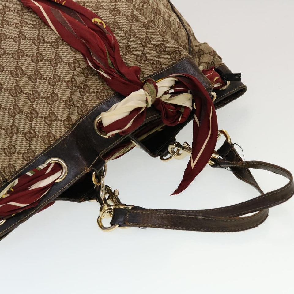 Gucci GG Canvas Shoulder Bag PVC Leather 3Set Beige tb650