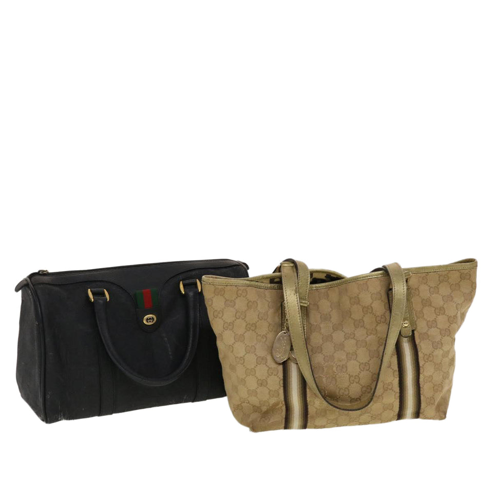 Gucci GG Canvas Web Sherry Line Hand Bag 2Set Black Red beige tb658