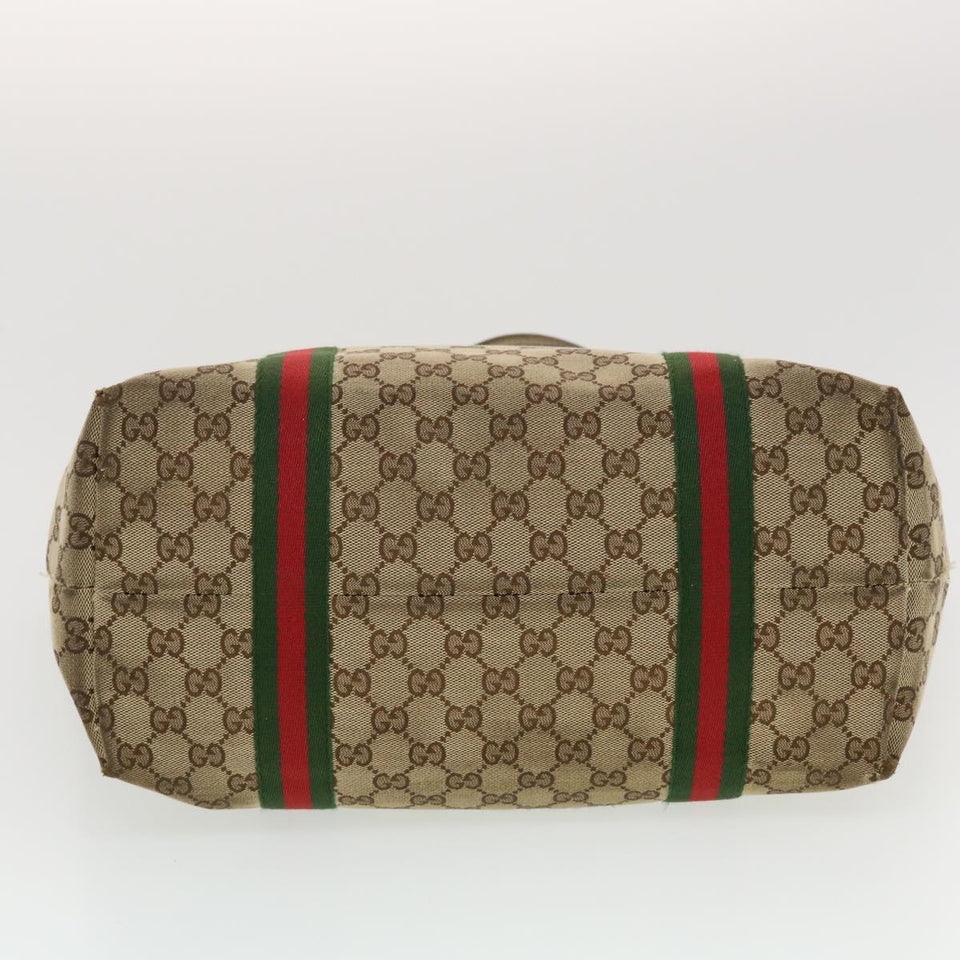Gucci GG Canvas Web Sherry Line Tote Bag Beige Green Red 139260 tb669