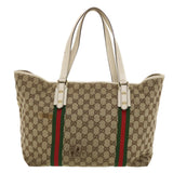 Gucci GG Canvas Web Sherry Line Tote Bag Beige Green Red 139260 tb669