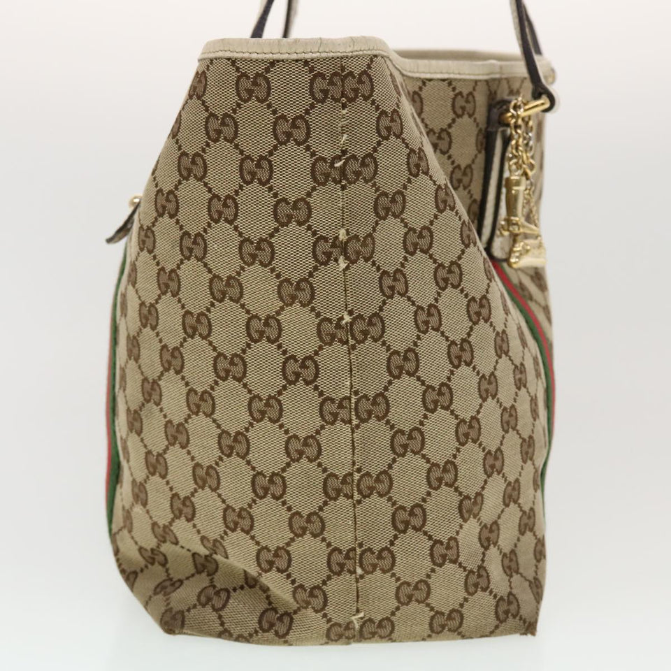 Gucci GG Canvas Web Sherry Line Tote Bag Beige Green Red 139260 tb669