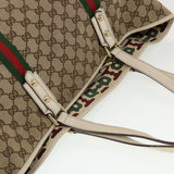 Gucci GG Canvas Web Sherry Line Tote Bag Beige Green Red 139260 tb669