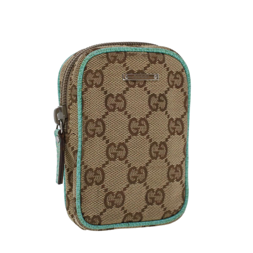 Gucci GG Canvas Cigarette Case Beige Light Blue 115249 tb678