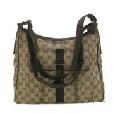 Gucci Web Sherry Line GG Canvas Hand Shoulder Bag 2Set Beige th1038