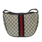 Gucci Sherry Line GG Canvas Shoulder Bag PVC Leather Navy Red th2484