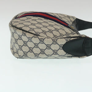 Gucci Sherry Line GG Canvas Shoulder Bag PVC Leather Navy Red th2484