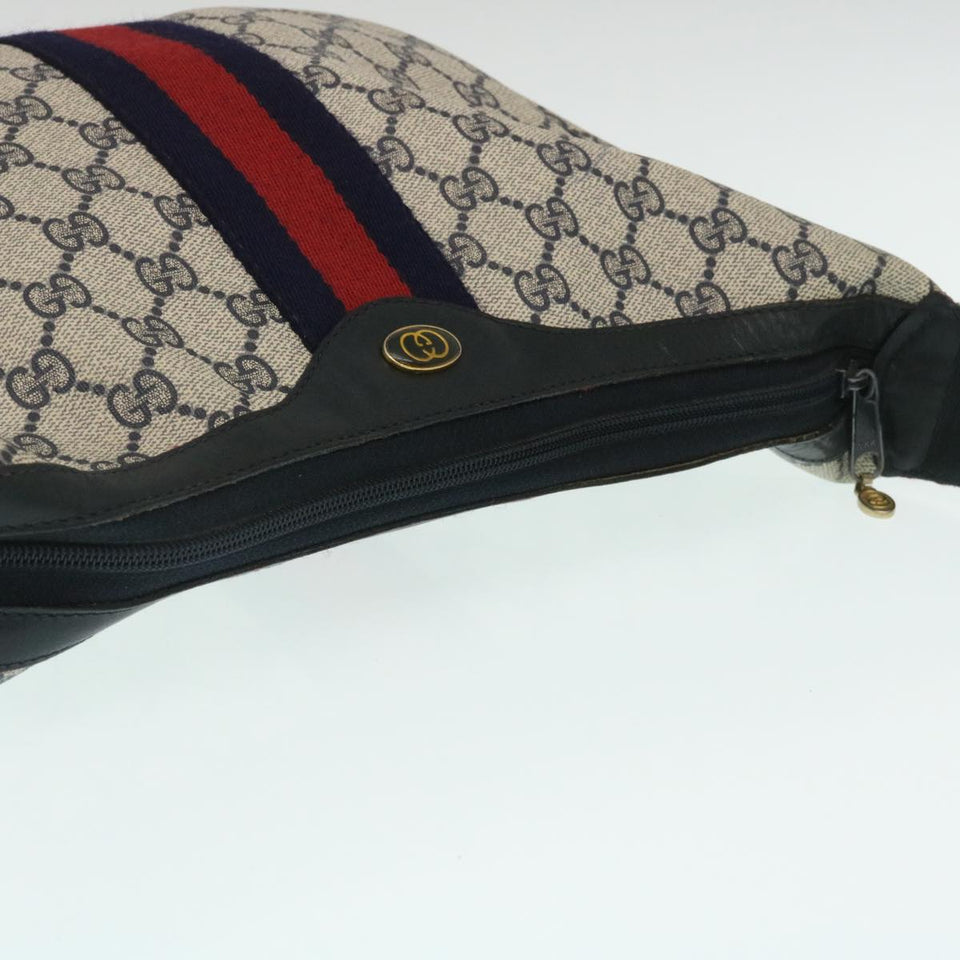 Gucci Sherry Line GG Canvas Shoulder Bag PVC Leather Navy Red th2484