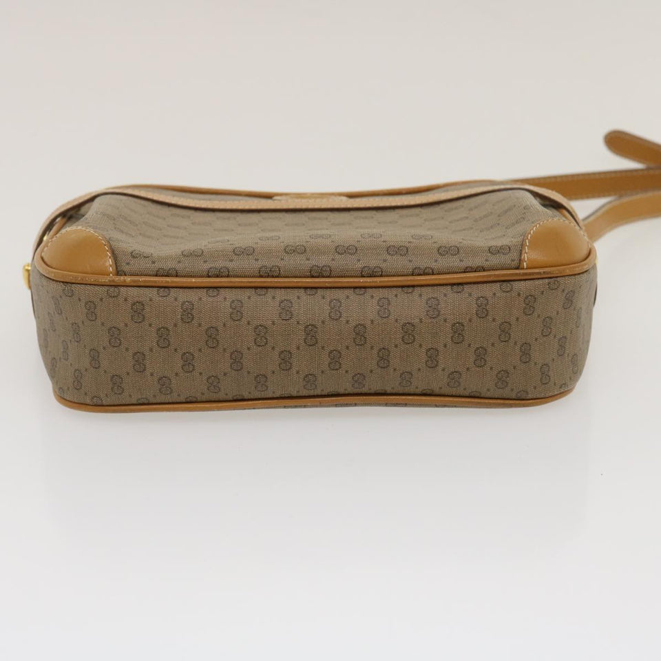 Gucci Micro GG Canvas Shoulder Bag PVC Leather Beige Brown th2698