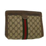 Gucci GG Canvas Web Sherry Line Clutch Bag Beige Green Red th2821