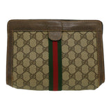 Gucci GG Canvas Web Sherry Line Clutch Bag Beige Green Red th2821