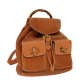 Gucci Bamboo Backpack Suede Leather Orange th3041