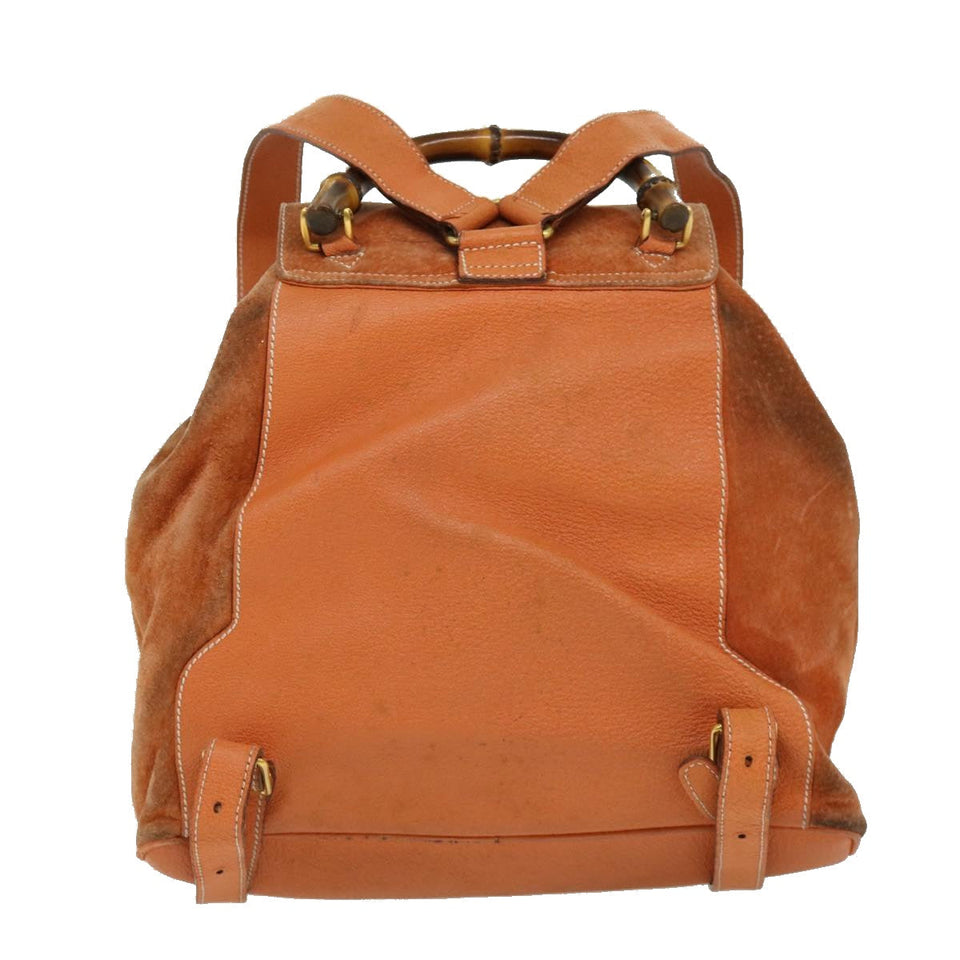 Gucci Bamboo Backpack Suede Leather Orange th3041