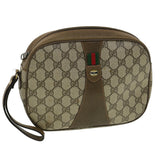 Gucci GG Canvas Web Sherry Line Clutch Bag PVC Beige Red Green th3090