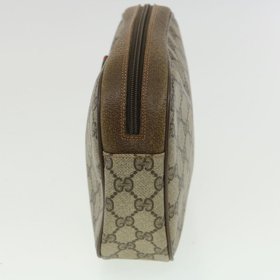 Gucci GG Canvas Web Sherry Line Clutch Bag PVC Beige Red Green th3090