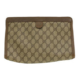 Gucci Web Sherry Line GG Canvas Clutch Bag PVC Leather Beige Green th3181