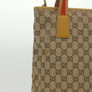 Gucci Sherry Line GG Canvas Tote Bag Beige Red Brown th3191