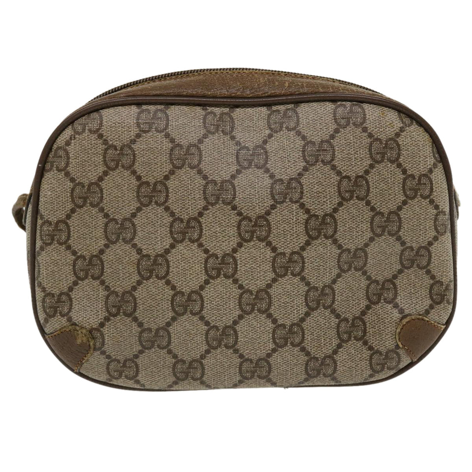 Gucci GG Canvas Web Sherry Line Shoulder Bag PVC Leather Beige Red th3355