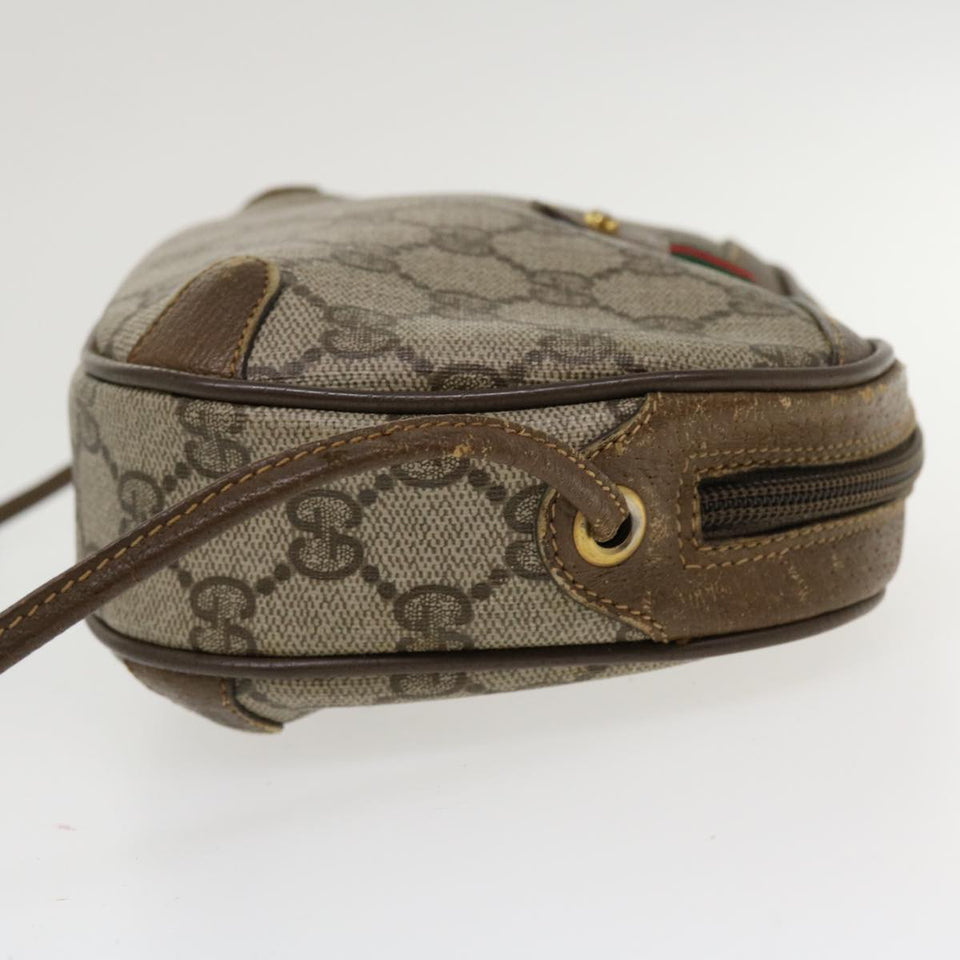 Gucci GG Canvas Web Sherry Line Shoulder Bag PVC Leather Beige Red th3355