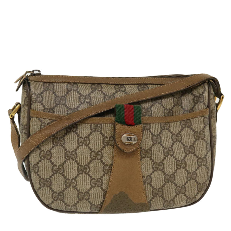 Gucci GG Canvas Web Sherry Line Shoulder Bag Beige Red Green 8902032 th3418