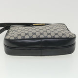 Gucci GG Canvas Shoulder Bag PVC Leather Gray Navy th3458