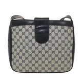 Gucci GG Canvas Shoulder Bag PVC Leather Gray Navy th3458