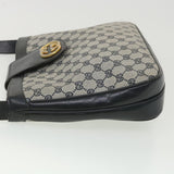 Gucci GG Canvas Shoulder Bag PVC Leather Gray Navy th3458