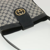 Gucci GG Canvas Shoulder Bag PVC Leather Gray Navy th3458