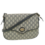 Gucci GG Plus Canvas Shoulder Bag PVC Leather Gray Navy th3486