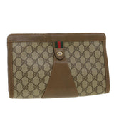 Gucci GG Canvas Web Sherry Line Clutch Bag Beige Red Green 89 01 033 th3487