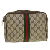 Gucci GG Canvas Web Sherry Line Clutch Bag PVC Leather Beige Red Green th3665