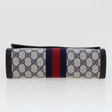 Gucci GG Canvas Sherry Line Clutch Bag PVC Leather Gray Red Navy th3692