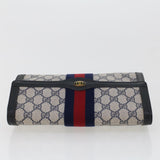 Gucci GG Canvas Sherry Line Clutch Bag PVC Leather Gray Red Navy th3693